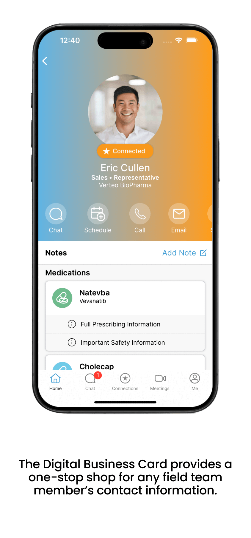 The Digital Business Card provides a one-stop shop for any field team member’s contact information.]